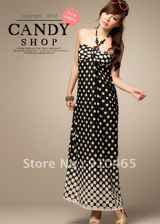 Free Shipping New Fation Bohemia Long Dress Womens Dot dress Wholesale 1Pcs/Lot