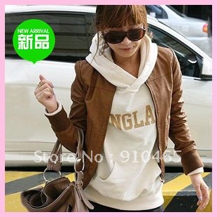 Free shipping New Fation Women's Faux Leather Jacket PU Coat Wholesale 1Pcs/Lot Hot Sale