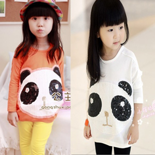 Free shipping new girls 2013 spring girls clothing paillette sweatshirt child baby thickening casual long-sleeve t-shirt