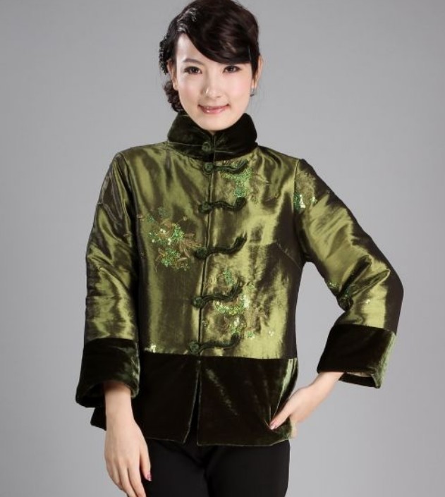 Free Shipping New Green Chinese Women's winter cotton jacket /coat  SZ S M L XL XXL XXXL WJ6656