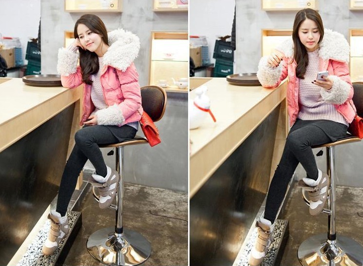 Free Shipping New Green Pink Women Winter Fashion Thicken Hooded Zipper Long Sleeve Large Lapel Coat S M