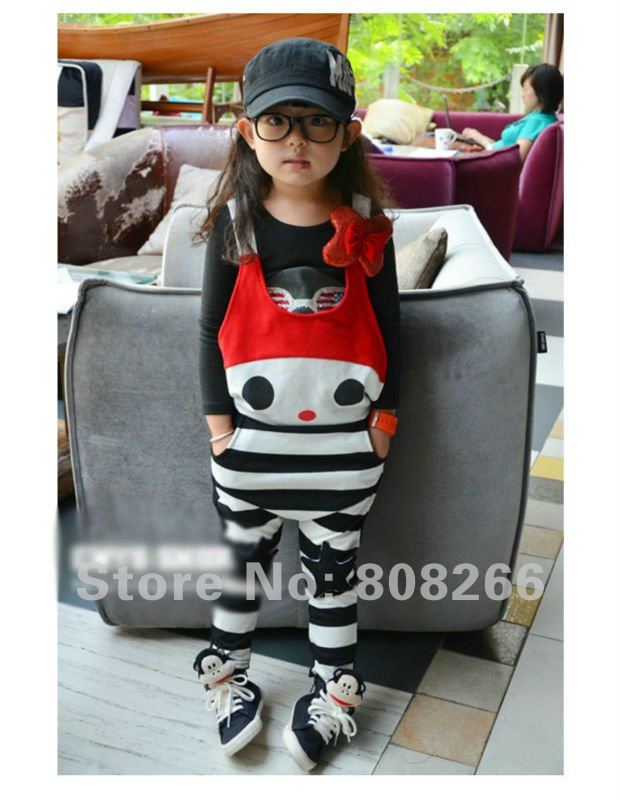 free shipping new  hot 100% cotton cartoon overalls for kids rabbit style girls jumpsuit age 3-8Y