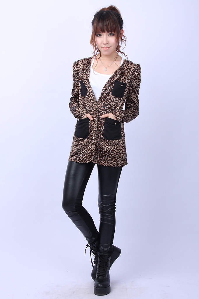 Free shipping New,Hot sale,women Fashion leopard jacket, outerwear,ladies casual jackets,M,L,X2281