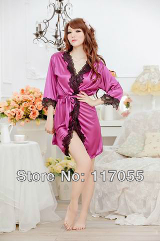 Free Shipping NEW ! HOT !!Woman Lace  nightgown sexy suit pajamas black+purple  WHOLESALE