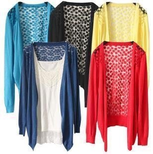 Free Shipping New Hot Women's hollow out Lace Back Cardigan Lady Fashion Knitwear/Sweater
