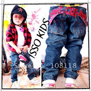 Free shipping NEW ISSO KIDS child embroidered double denim trousers,5pcs/lot 5 sizes quality brand jeans 1 230 hj712-4