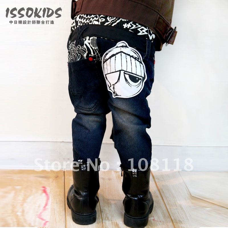 Free shipping NEW ISSO KIDS hiphop whisted applique jeans,4pcs/lot baby fashion jeans,wholesale 4 sizes