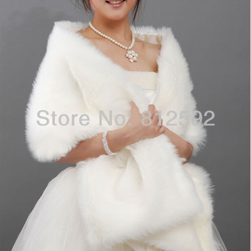Free shipping! New Ivory Faux Fur Rectangular Wedding dress Wedding Accessories Shawl Wrap Jacket Wholesale/Retail