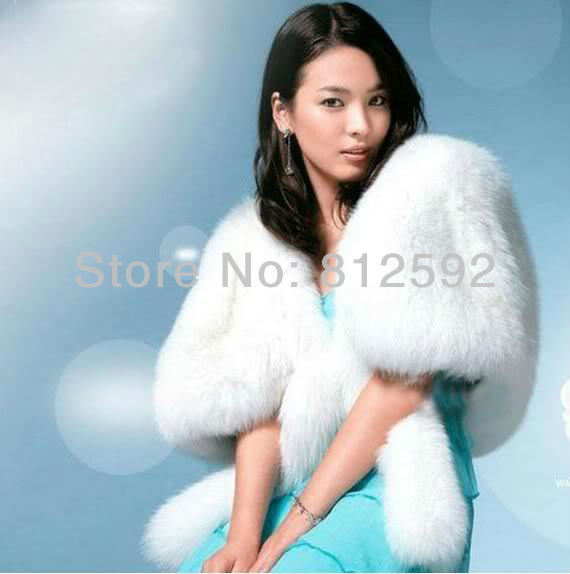 Free shipping! New Ivory Faux Fur Wrap Bridal Bolero Shawl Wedding Shrug Stole Jacket Wholesale/Retail