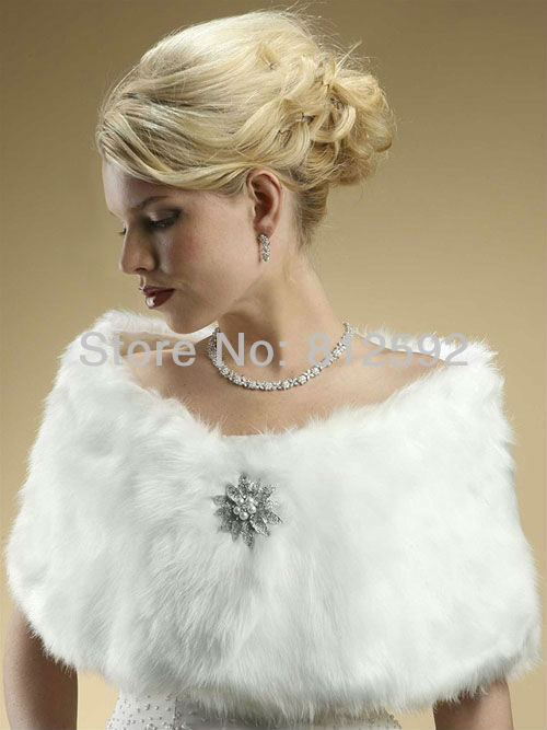 Free shipping! New ivory Luxurious Faux Fur Bridal Wrap Wedding Shawl brides warm coat shrug jacket wrapped Wholesale/Retail