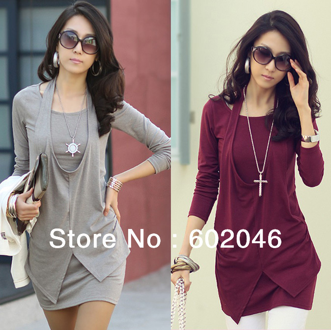 FREE SHIPPING NEW KOREAN LONG SLEEVE PURE COLOR RENDERING UNLINED GARMENT