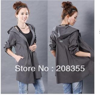 Free shipping new Korean quality temperament ladies long-sleeved casual shirt, windbreaker jacket and long sections