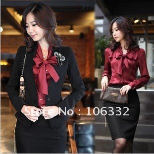 Free shipping new office lady formal skirt suit women, 1 suit =Jacket + Shirt + Skirt, with corsage, size M, L, XL, XXL