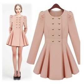Free shipping NEW Puff sleeve Double breasted slim trench coat women