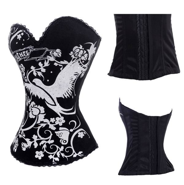 Free shipping! New Punk Wind Gothic Sensual Print Rhinestone Corset Sexy Lingerie   wholesale or retail