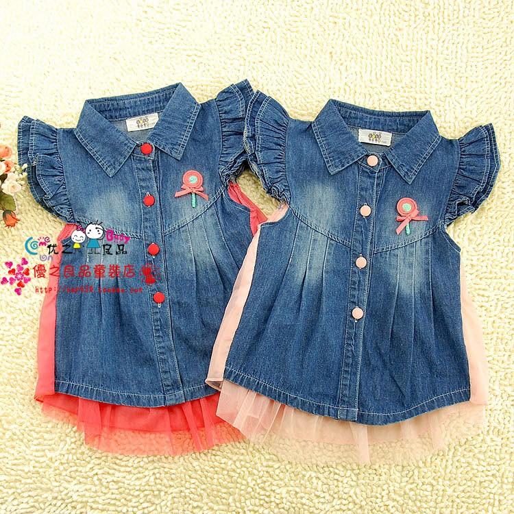 Free shipping new Recovers the children's clothing female child spring 2013 baby child vest girls denim vest
