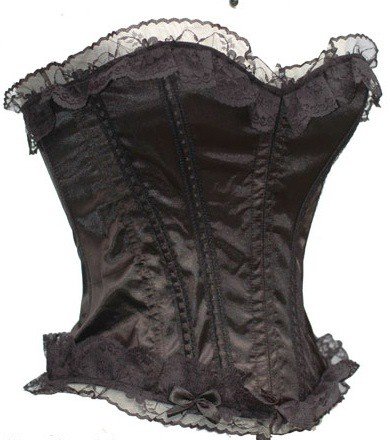 Free shipping!! New Sexy Black top lace Corset With Satin G-String Set