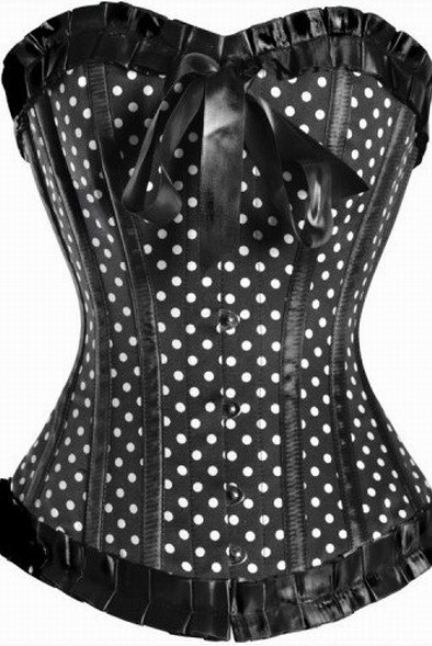 Free shipping!! New Sexy Ruffled Polka Dot Corset