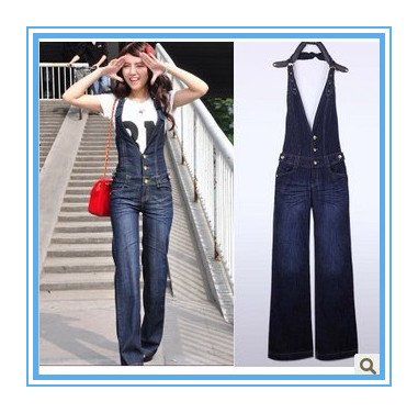 Free shipping new Siamese woman jeans, high waist and loose suspenders jeans-G71