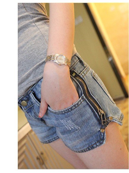 Free shipping new side zipper shorts package hip washing frayed denim shorts women, hot shorts-G223