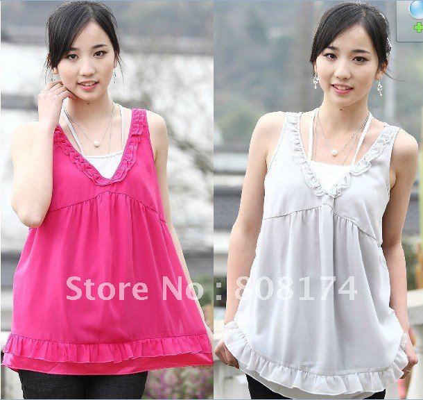 FREE SHIPPING NEW Sleeveless Vest Chiffon Summer pregnant women rose red gray Maternity Vest women T-Shirt