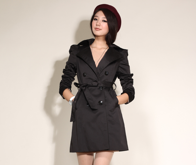 Free shipping new spring trench Slim double-breasted Puff Long women's jacket  M-XXXL#Y327