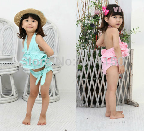 FREE SHIPPING--New style baby girl 3pcs sets pink Swimwear beachwear Girls bathing suit kids Braces swimsuit 10sets/lot