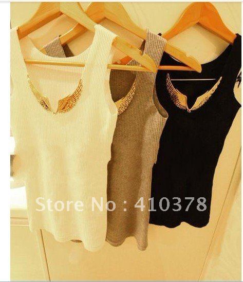 Free  shipping new style hot sale korea women tops,korea women tanks wholesale,new style v-neck white color women tops,