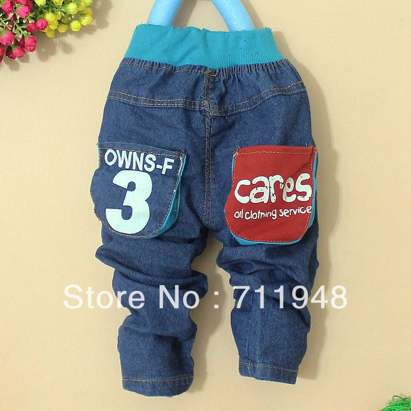 Free Shipping!New Style!!Korean boy 's and Girl 's fashion letters of the alphabet jeans children's pants