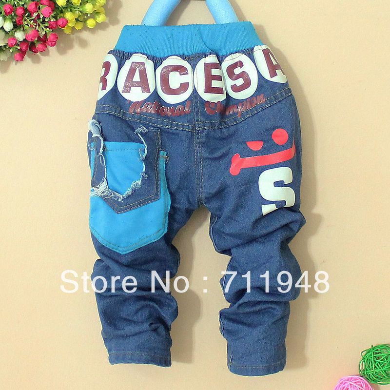 Free Shipping!New Style!!Korean fashion embroidered S letters boys and girls jeans  children's pants