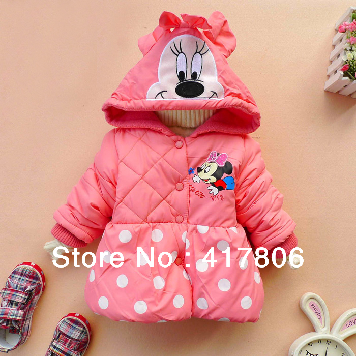 Free shipping New style mouse coat girls coat dots kids Girls children clothes lovely autumn and winter coats mouse bow hats