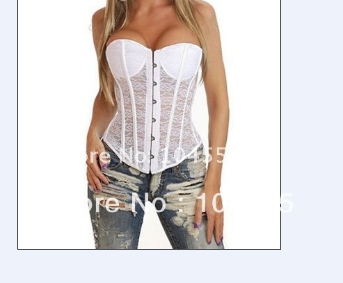 Free Shipping New Summer Style Sexy Personality White Flowers Corset