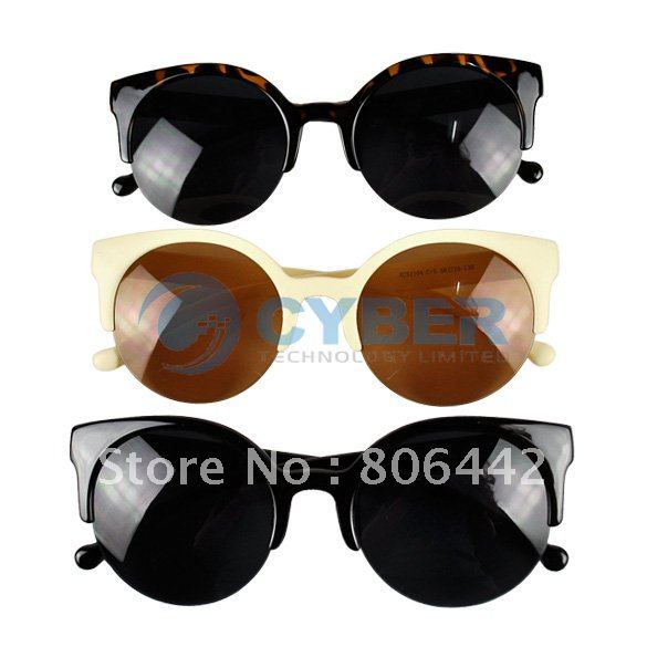 Free Shipping New Unisex Designer Semi-Rimless Super Round Circle Cat Eye Retro Sunglasses