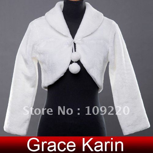 Free Shipping New Wholesale GK Faux Fur Wedding Bridal Wrap Shawl Jacket Coat Bolero CL2617