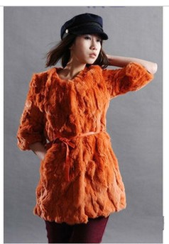 Free Shipping New winter and long sections of large size women's fashion Sleeve rabbit fur coat Specials