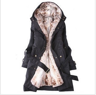 Free Shipping New Winter Laddy Arrival All-match Wool Liner Thermal Wadded Winter Long Coat Hooded Jacket Outerwear Women's