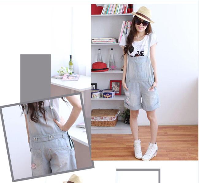 Free shipping new women denim overalls, suspenders jeans yards,Large size coveralls, loose denim coveralls
