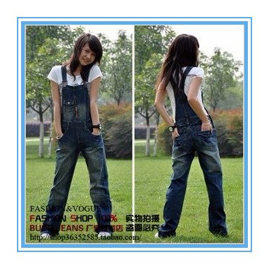Free shipping new women denim overalls, suspenders jeans yards,Large size coveralls, loose denim coveralls-G68