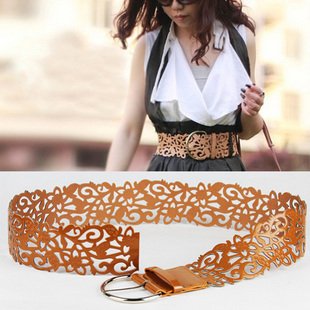 Free Shipping NEW Women Fashion Sweet Hollow Wide Waist Leather Belt Multicolor