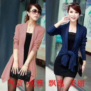 Free Shipping New Women Irregular Elegant OL Long Sleeve Cardigan Medium-long Slim Sweater Shawl Shrug