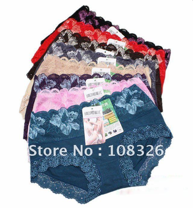 Free shipping New Women's Bamboo Fiber Ms. wide lace waist underwear in lingerie, wholesale and retail