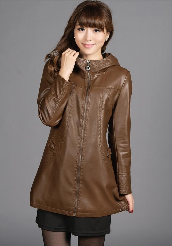 Free shipping !!! New Women's brand fashion casual sheepskin genuine leather Locomotive long leather Coat Jacket / XL-5XL