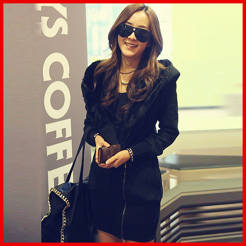 FREE SHIPPING! new women's cardigan zipper fashion casual with a hood thickening outerwear autumn and winter jacket and coats