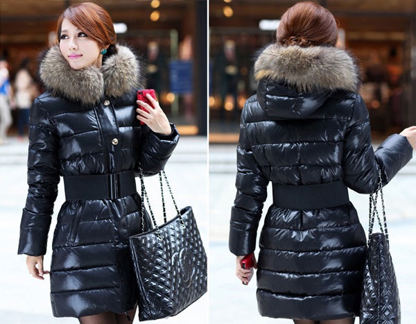 Free Shipping NEW Women's Down Jacket Long Coat Hooded Fur Collar Winter Warm Outerwear M L XL