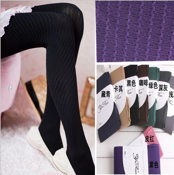 Free Shipping New women's oblique Striped Tights were thin twill nine points leggings Tights , 9Colors