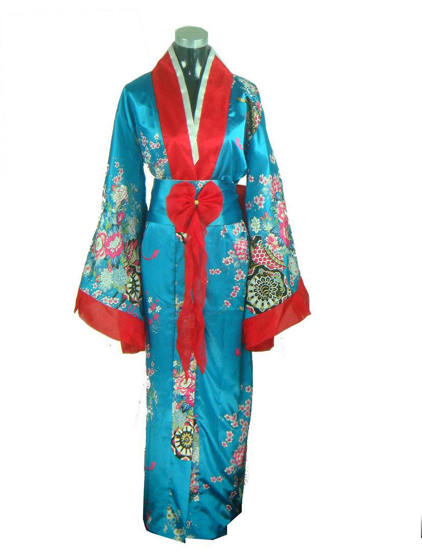 Free Shipping New Women's Silk Rayon Kimono Flowers Dress Wholesale and retail Size S M L XL XXL XXXL W1266