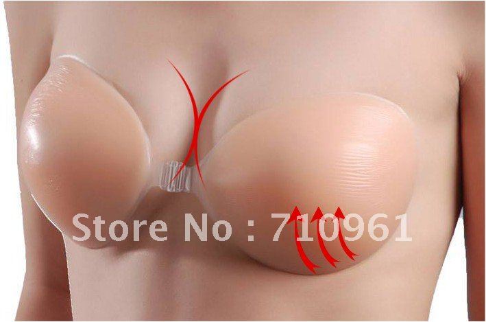 Free shipping New Women's thick Super sticky Fashion freebra Free bar invisible silicon bra Size A B C D Cup