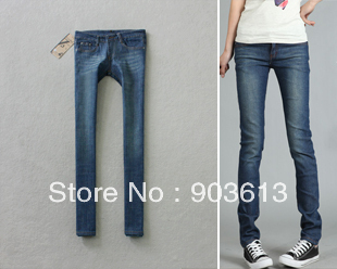Free shipping new women's whisker mill white dark blue snowflake skinny pants pencil pants jeans