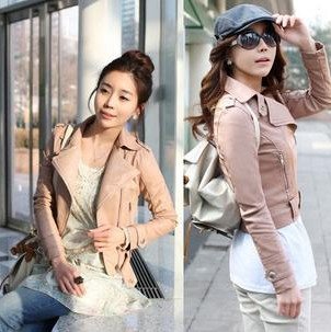 Free shipping New Women's Zipper PU Leather Jacket Lady Coat Outerwear motorcycle jacket