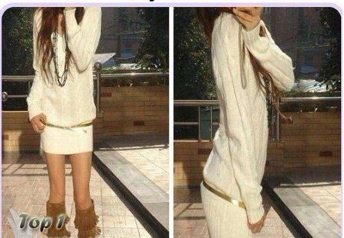 FREE SHIPPING New Womens Cute Korea Fleece Long Top Mini Dresses Y1081